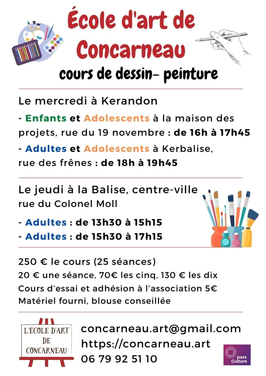 cours de l'école d'art de Concarneau, année 2024-2025