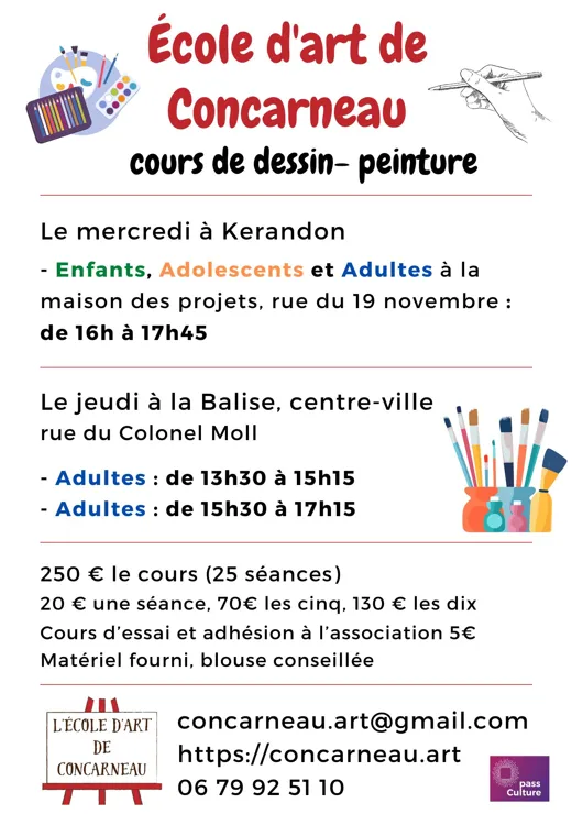 cours école d'art de Concarneau année 2024-2025